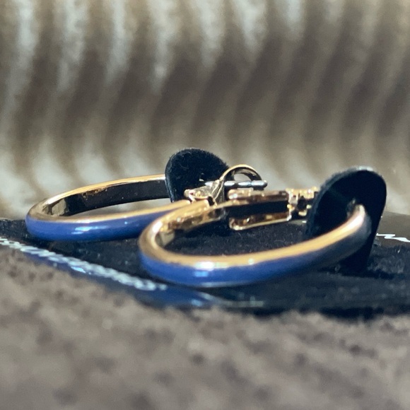 Gold and Blue Hoop Earrings โ Taramanda - Picture 5 of 10